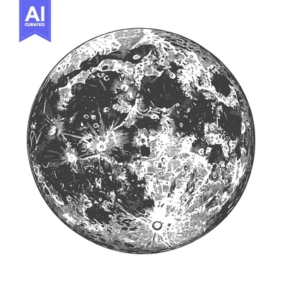 Premium design asset: Detailed Engraving of the Moons Surface Showing Craters