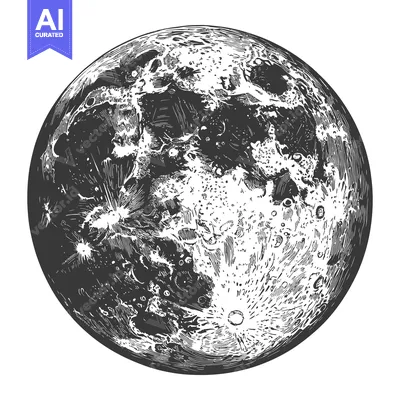 Aset desain premium: Detailed Engraving Of The Moons Surface Showing Craters And Texture