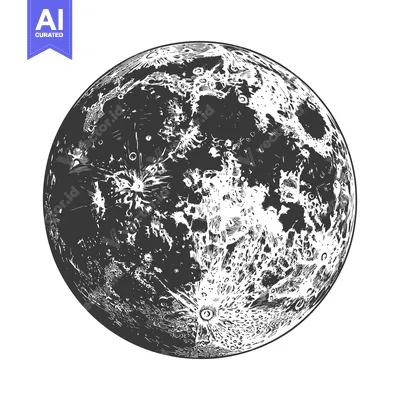 Premium design asset: Detailed Engravings Depict Lunar Surface Craters And Texture