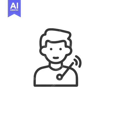 Premium design asset: Man with Microphone Icon: Bold Outline, Communication Concept, White B