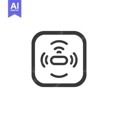 Aset desain premium: Minimalist Icon of Smart Home Device with Wireless Signal in Dark Gray