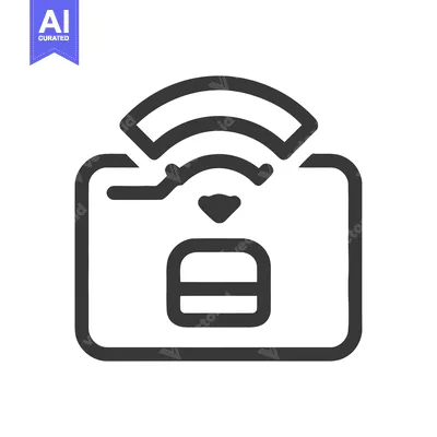 Aset desain premium: Minimalist Icon of a Smart Suitcase with Wireless Connectivity Symbol