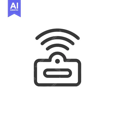 Aset desain premium: Minimalist Icon: Wireless Device with Signal Waves, Dark Gray Outline