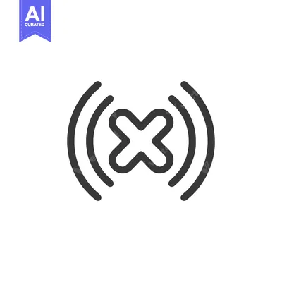 No Signal Icon: Black X with Curved Lines on White Background