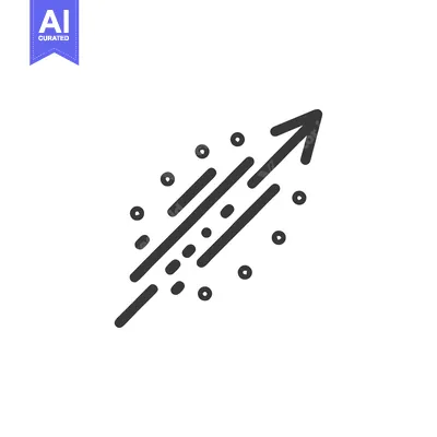 Premium design asset: Ascending Arrow with Trailing Dashes and Dots: Minimalist Icon for Gro