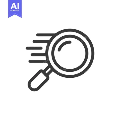 Aset desain premium: Speedy Search: Magnifying Glass Icon with Motion Lines on White Backgr