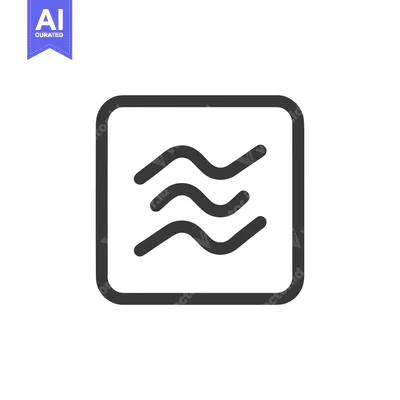 Aset desain premium: Water Waves Icon in Rounded Square Frame, Minimalist Design
