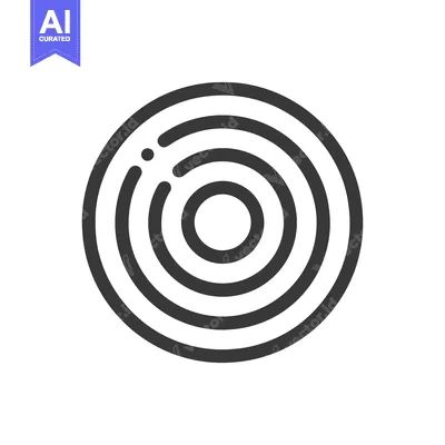 Aset desain premium: Concentric Circles Icon with Dot, Minimalist Design on White Backgroun