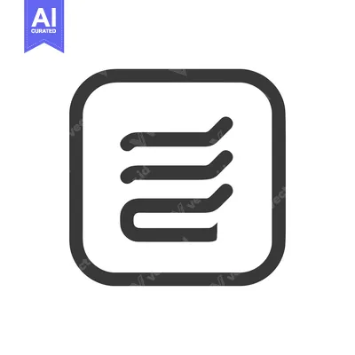 Aset desain premium: Rounded Square Icon with Three Horizontal Lines, Abstract Graphic Desi