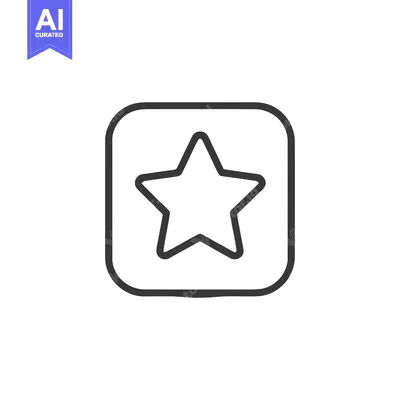 Aset premium populer: Simple Star Icon Inside Rounded Square Frame, Minimalist Design