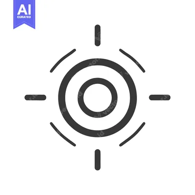 Aset desain premium: Minimalist Target Icon: Concentric Circles with Radial Lines on White