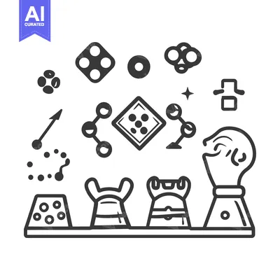 Aset desain premium: Collection of gaming elements and game pieces for a board game