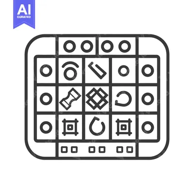 Aset desain premium: A grid of symbols arranged in a rectangular outline design