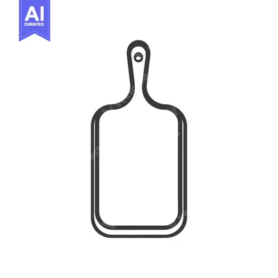 Aset desain premium: A minimalist illustration depicts a kitchen chopping board for food pr