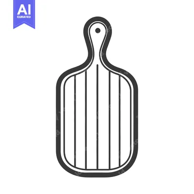 Aset premium populer: A monochrome illustrated image depicting a kitchen cutting board objec