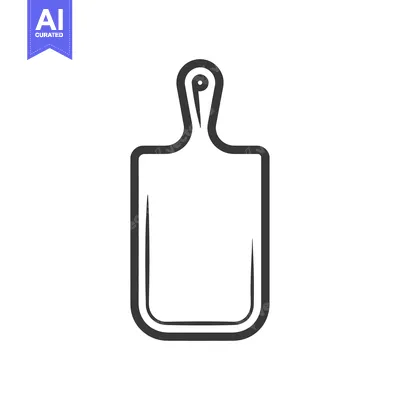 Aset premium populer: A simple black and white illustration of a cutting board