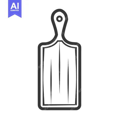 Aset premium populer: A simple black and white illustration of a wooden cutting board
