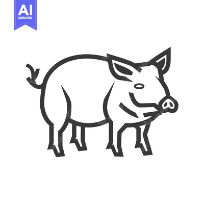 Aset desain premium: A Simple Black And White Illustration Depicting A Wild Pig