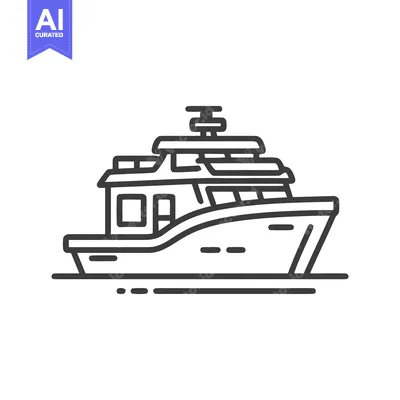 Aset premium populer: Sleek Yacht Outline: Modern Nautical Icon, Minimalist Design