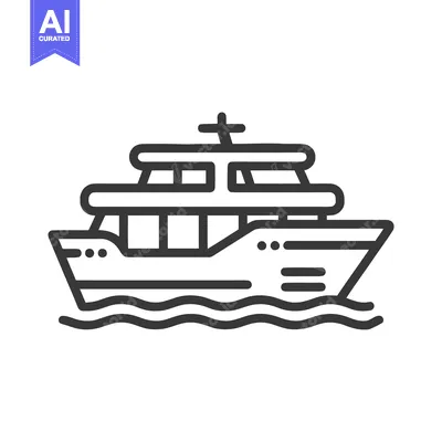 Aset premium populer: Sleek Yacht Icon: Modern Line Art on White Background