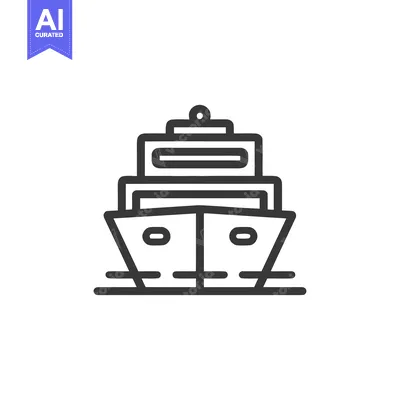 Premium design asset: Minimalist Cruise Ship Icon: Bold Outline, Front View, Modern Design