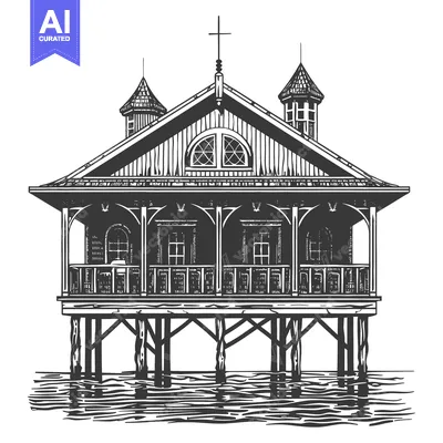 Elevated Coastal House with Cross Top Detail