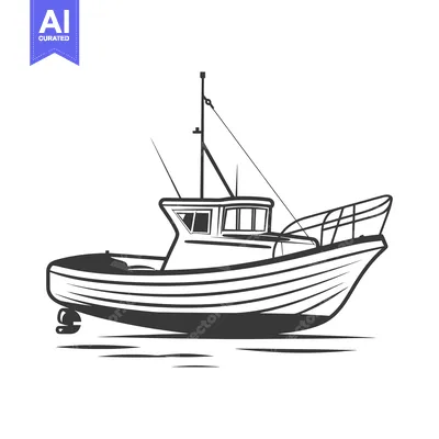 Popular premium asset: A Simple Illustration Depicting a Small Fishing Boat on Water