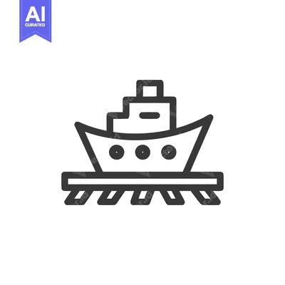 Aset premium populer: Stylized Ship Icon on Rails, Minimalist Design, Transportation Concept