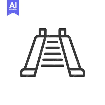 Popular premium asset: Minimalist Icon of a Playground Slide with Rounded Edges on White Back