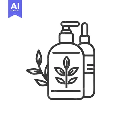 Aset premium populer: Vector illustration depicts cosmetic bottles with attached decorative