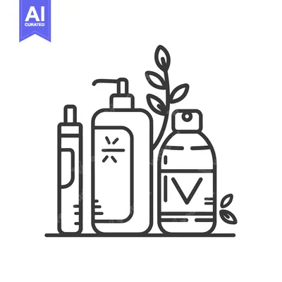 Aset premium populer: Outlined Bottles Of Skincare Products With Floral Embellishments Inclu