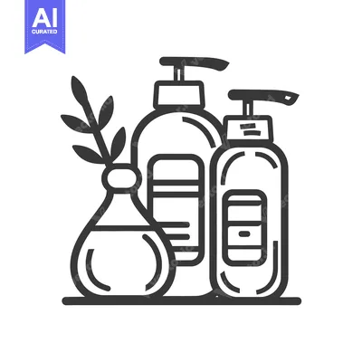 Aset desain premium: Vector illustration shows cosmetic bottles with a sprig of leaves