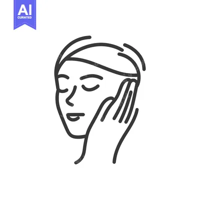 Popular premium asset: Line art depiction of person touching their face with hand