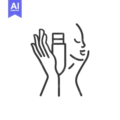 Aset premium populer: A Line Drawing Illustrates Skincare Application On A Face