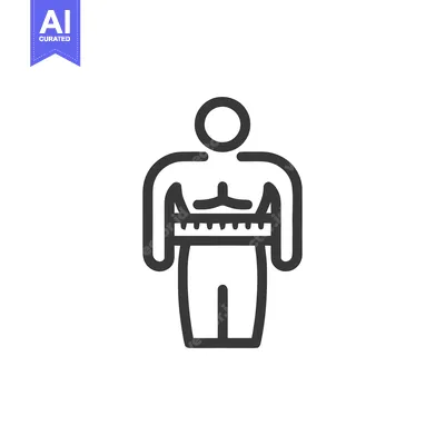 Premium design asset: Minimalist Icon: Person Measuring Waist with Tape Measure, Weight Loss