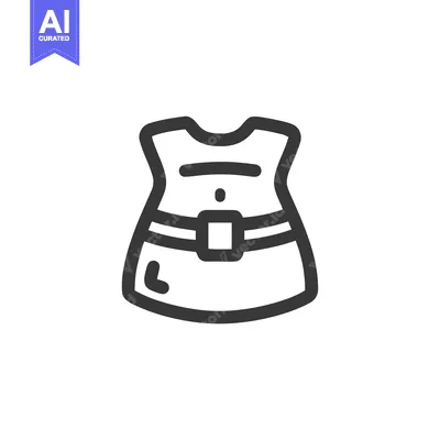 Premium design asset: Stylized Dress Icon with Belt and Pocket Detail, Minimalist Design