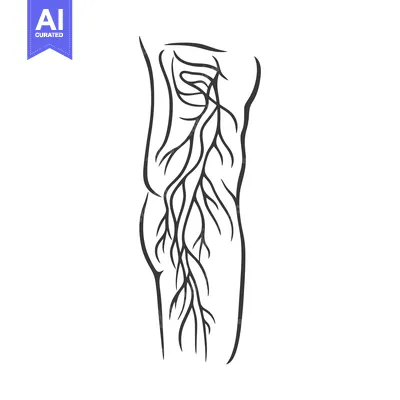 Aset premium populer: A diagram of the nerves running down a human leg