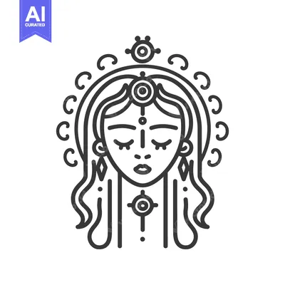 Aset desain premium: A stylized illustration depicts a serene female face with closed eyes