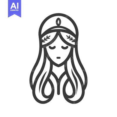 Popular premium asset: A simplified linear depiction of a serene feminine face