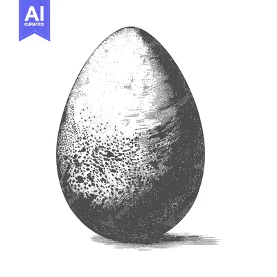 A Detailed Engraving Of A Single Bird Egg