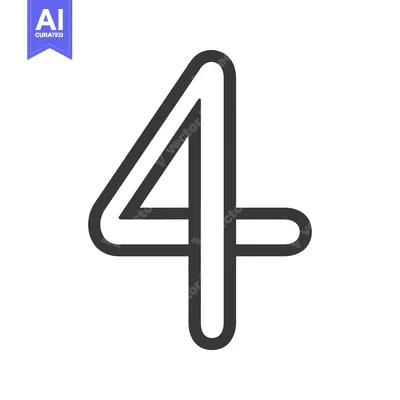 Aset desain premium: Bold Outline of the Number Four