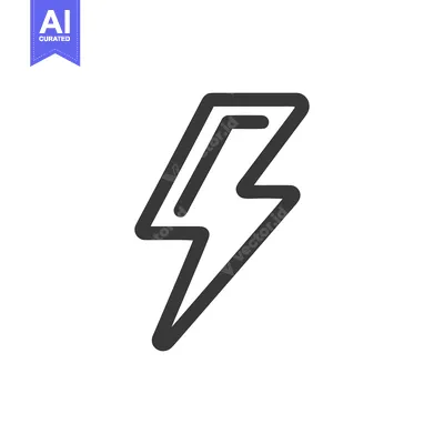 Aset premium populer: Minimalist Lightning Bolt Icon: Bold Outline on White Background