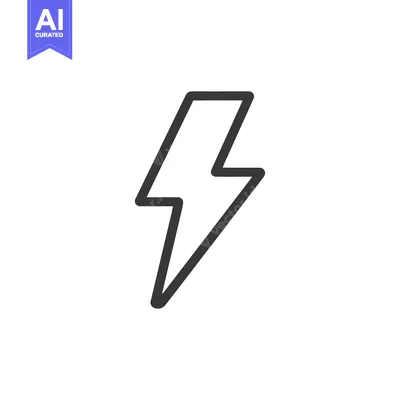 Aset premium populer: Minimalist Lightning Bolt Icon: Bold Outline on White Background