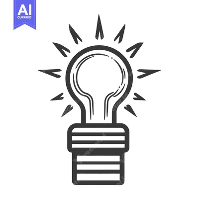 Aset desain premium: A simple illustration of an illuminated light bulb emitting light