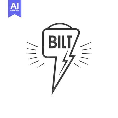 Premium design asset: A black and white emblem shows the shape of lightning
