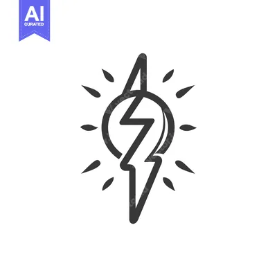 Aset premium populer: A stylized symbol containing lightning and radiant light surrounding a