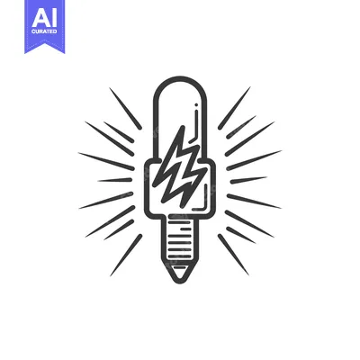 Premium design asset: An illustration of a glowing spark plug with surrounding energy lines
