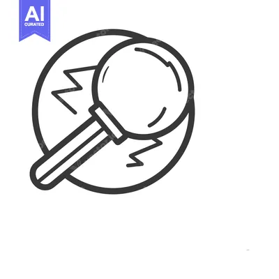 Premium design asset: A magnifying glass examines something inside a broken circle