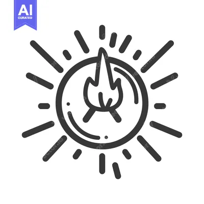 Premium design asset: A stylized graphic representing a campfire with radiating light