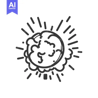 Aset desain premium: A stylized circular image of a radiating celestial body